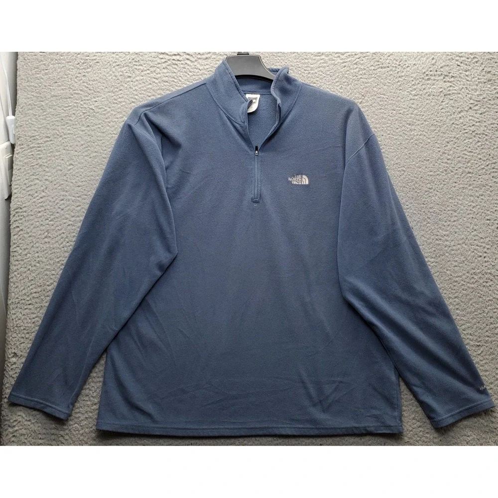 The North Face Fleece Jacket Mens Large Blue Hiking Outdoor Cap Rock 1/4-Zip